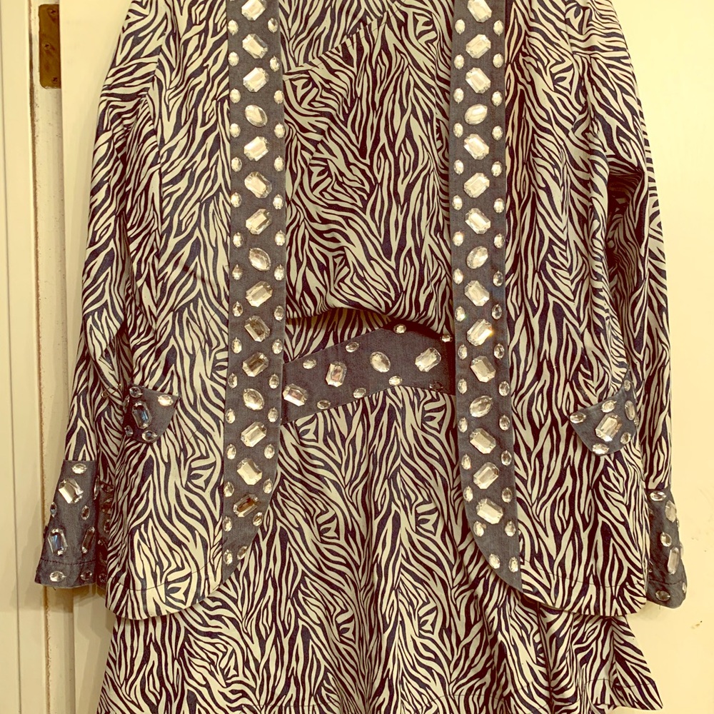 a 3-piece size 16 Rhinestone bluejeans suit